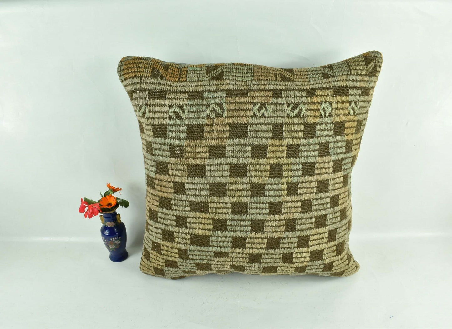 Kilim Pillow Cover 20x20 Home Decorative Handmade Ethnic Oushak Rug Pillow A1880