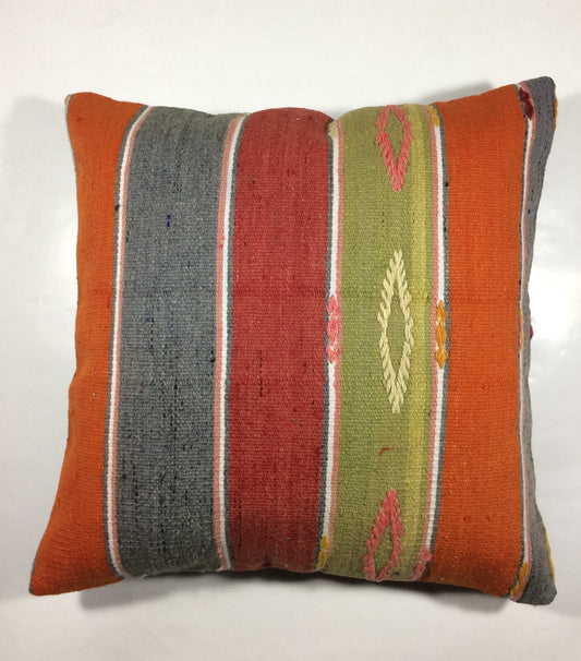 18"x18" Kilim Pillow Cover  Handmade Turkish Vintage Cushion Tribal Lumbar 739