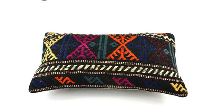 10x20 Kilim Lumbar Pillow Cover Vintage Ethnic Oushak Kilim Pillow Cover 3348
