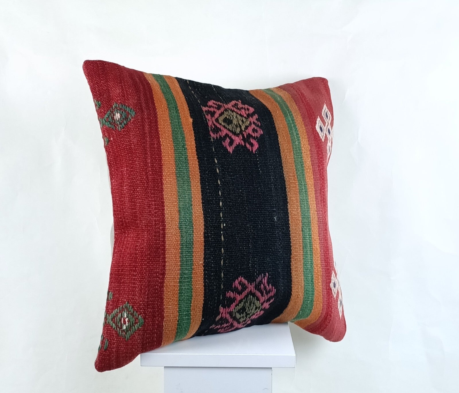 18"x18" Kilim Pillow Cover  Handmade Turkish Vintage Cushion Tribal Lumbar 2668