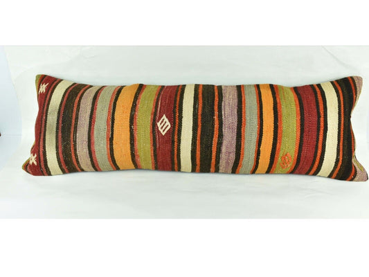 Extra Large Kilim Pillow Cover 16x48 Handmade Ethnic Boho Oriental Lumbar 3234