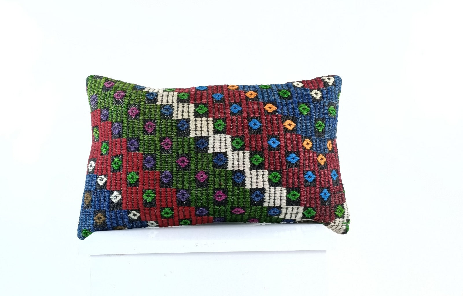 Kilim Pillow Cover 12x20 Turkish Handmade Sofa Couch Floor Lumbar Cushion E1033