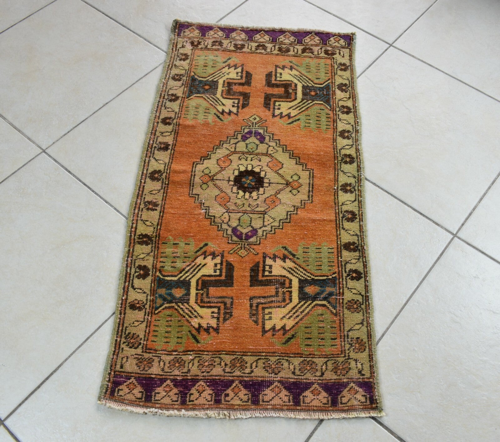 Turkish Runner 3.3x1.6 ft Mini Anatolian Rug Vintage Runner Turkish Runner Y111