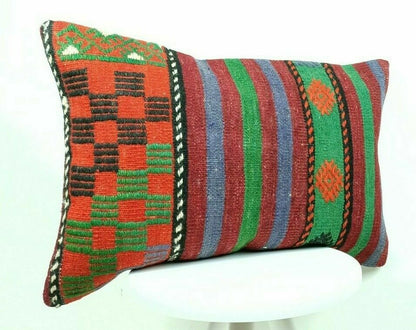Kilim Lumbar Pillow Handknotted Oushak Rug Oriental Bohemian Ethinc Cushion E503
