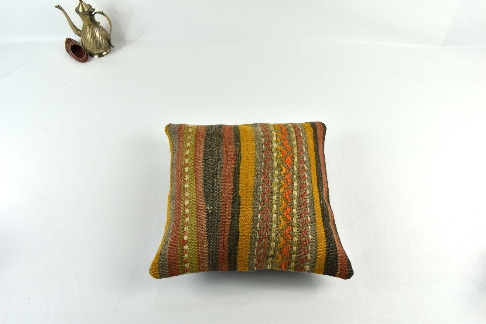 14"x14" Kilim Pillow Cover Handmade Turkish Tribal Ethnic Boho Rug Cushion 3464