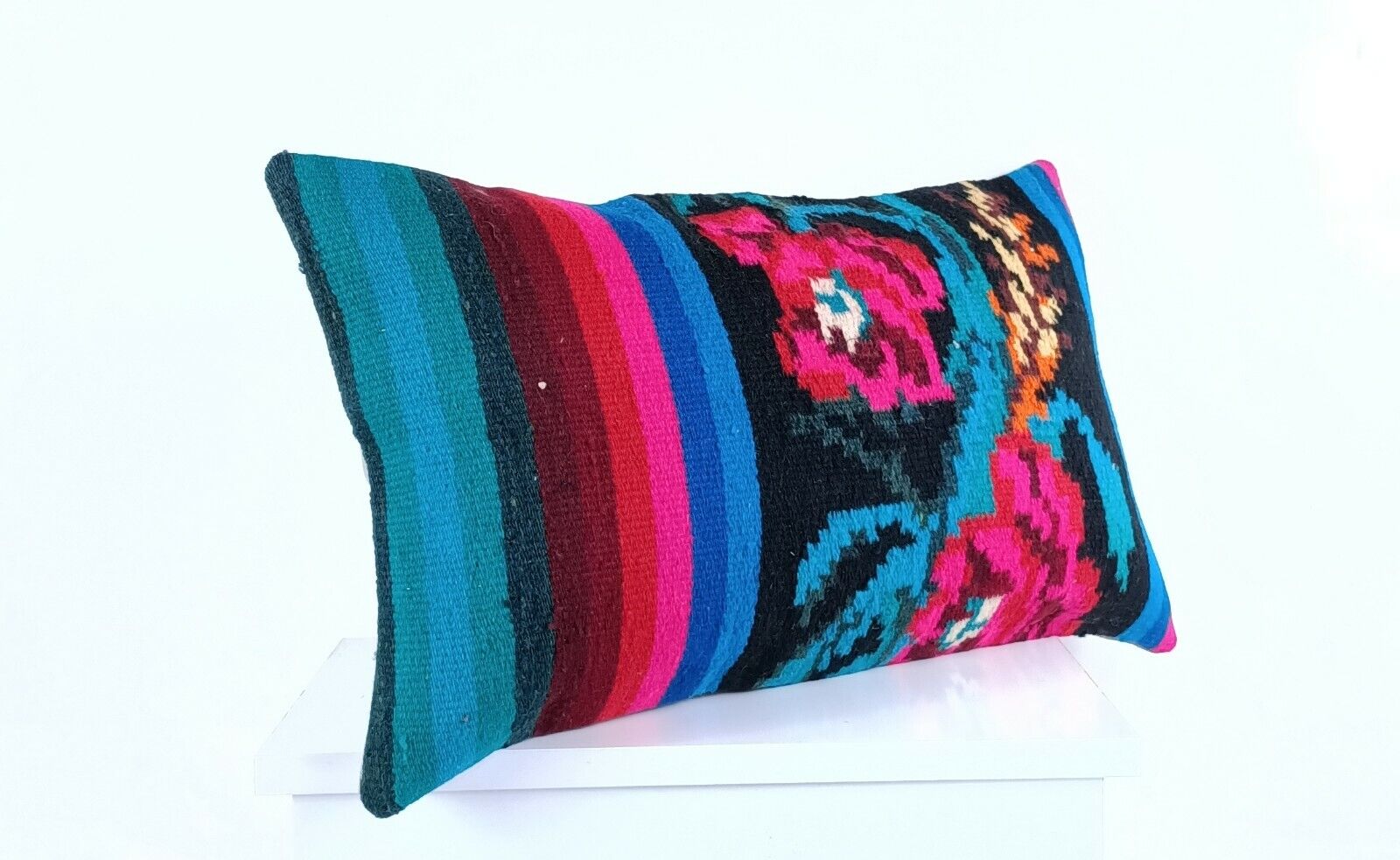 Kilim Pillow Cover 12x20 Turkish Handmade Sofa Couch Floor Lumbar Cushion A672