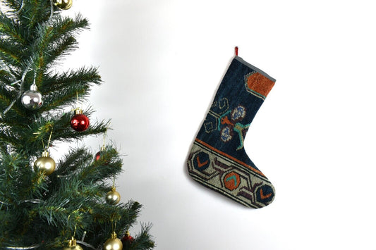 Kilim Christmas Stocking Vintage Rug Stocking Ethnic Decorative Xmas Socks S597