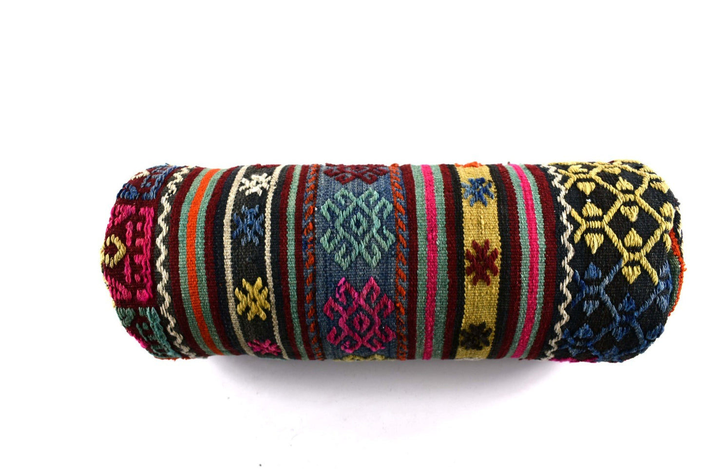 Kilim Bolster Pillow Cover 8x20 in Tribal Vintage Turkish Carpet Bolster Cushion