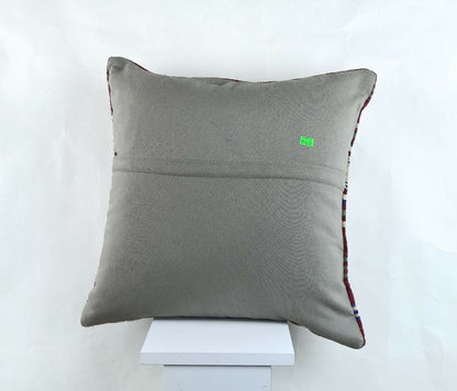 Kilim Pillow Cover 18x18 Handmade Turkish Ethnic Vintage Lumbar Cushion A1416