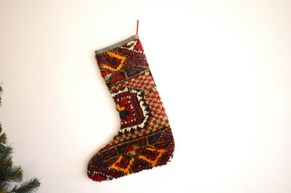 Christmas Stocking Kilim Gift Stocking Holiday Decor Sock Xmas Stocking S296