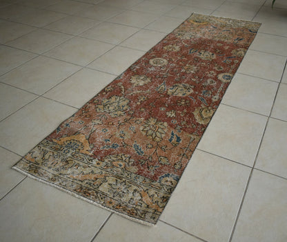 Vintage Runner 7.9x2.2 ft Oushak Runner Anatolian Rug Faded Turkish Runner R30