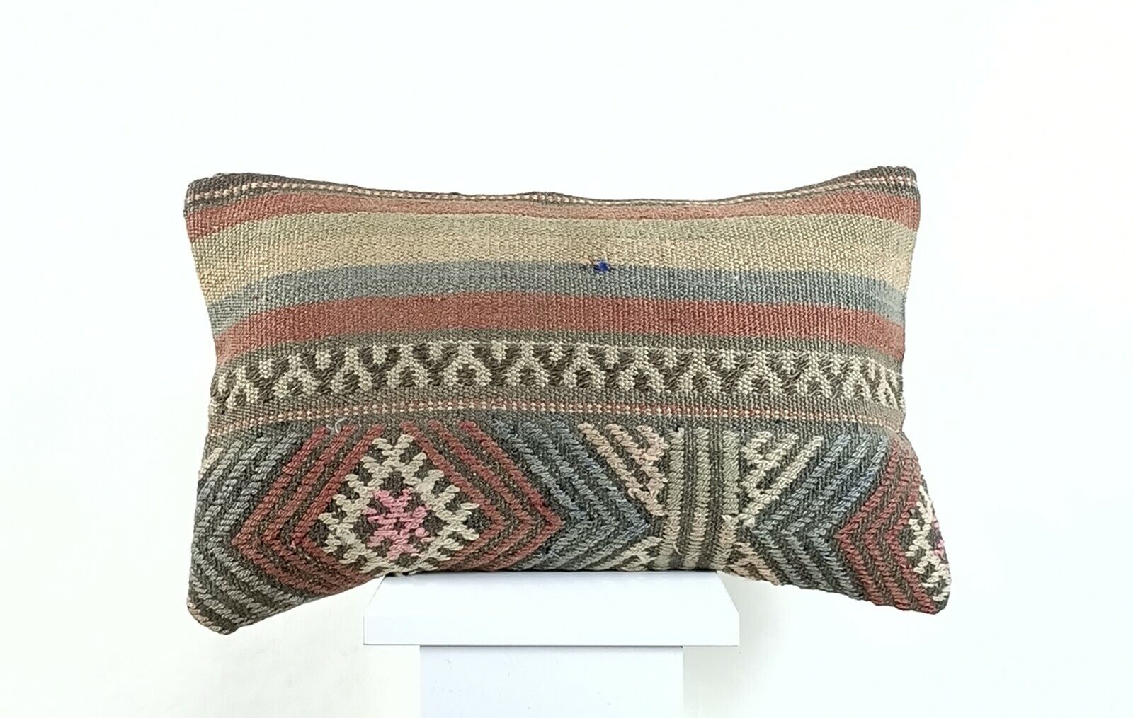 Kilim Pillow Cover 12x20 Turkish Handmade Sofa Couch Floor Lumbar Cushion A1245