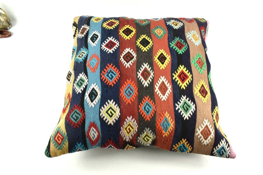 24x24 Kilim Pillow Cover Large Vintage Oushak Rug Ethnic Sofa Cushion 3930