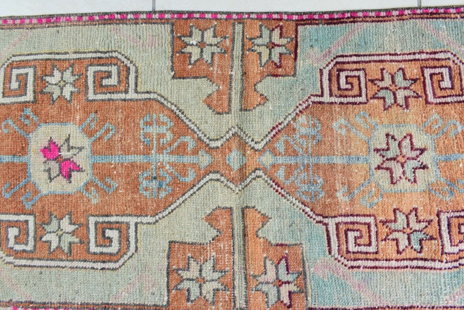 3.8x1.5 ft Anatolian Runner Small Vintage Rug Oushak Runner Mini Turkish Rug Y85