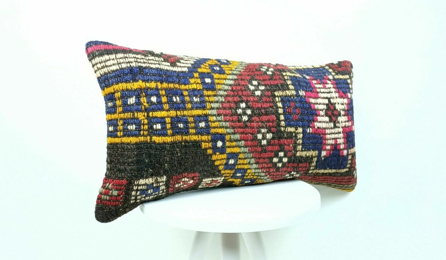 Ethnic Handmade Kilim Cushion Cover 12x24 Home Decorative Lumbar Pillow  E404