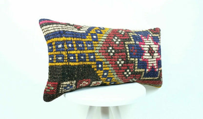 Ethnic Handmade Kilim Cushion Cover 12x24 Home Decorative Lumbar Pillow  E404