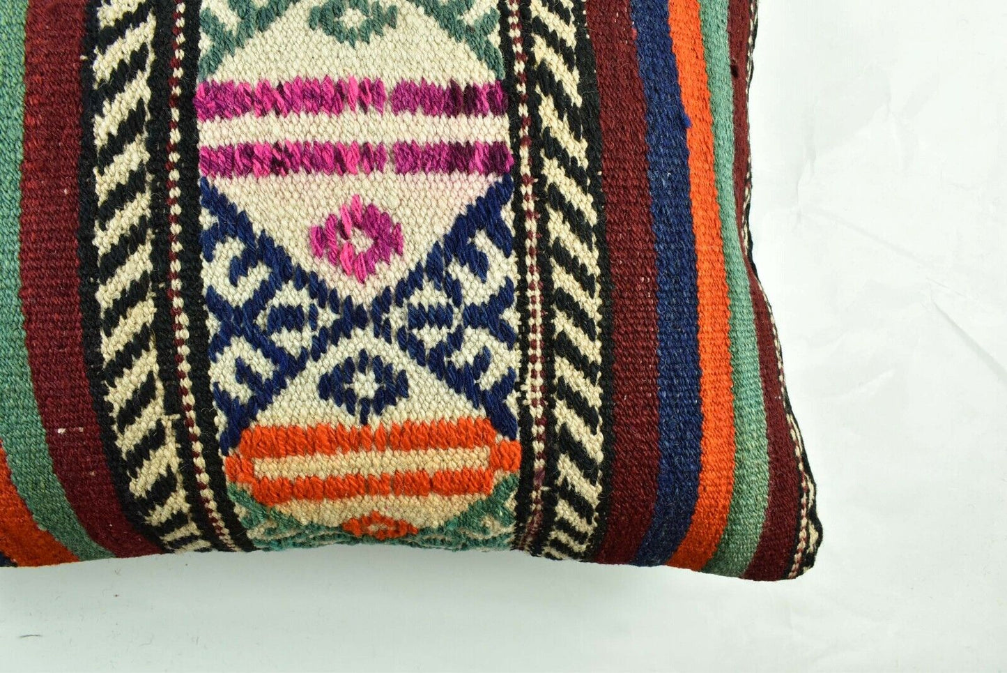 Kilim Pillow Cover 16x24 Tribal Vintage Turkish Carpet Lumbar Pillow Cover 3111