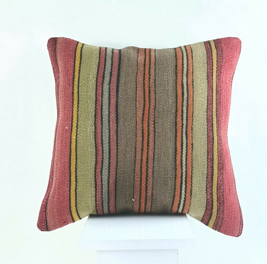 Kilim Pillow Cover 18x18 in Handknotted Oushak Traditional Rug Wool Cushion A884