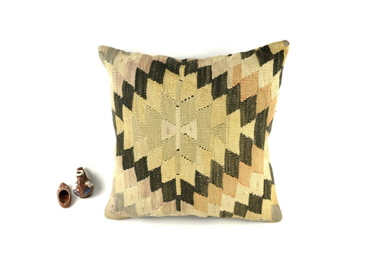 Vintage Kilim Pillow Cover 20x20 Decorative Turkish Rug Cushion Cover A2806