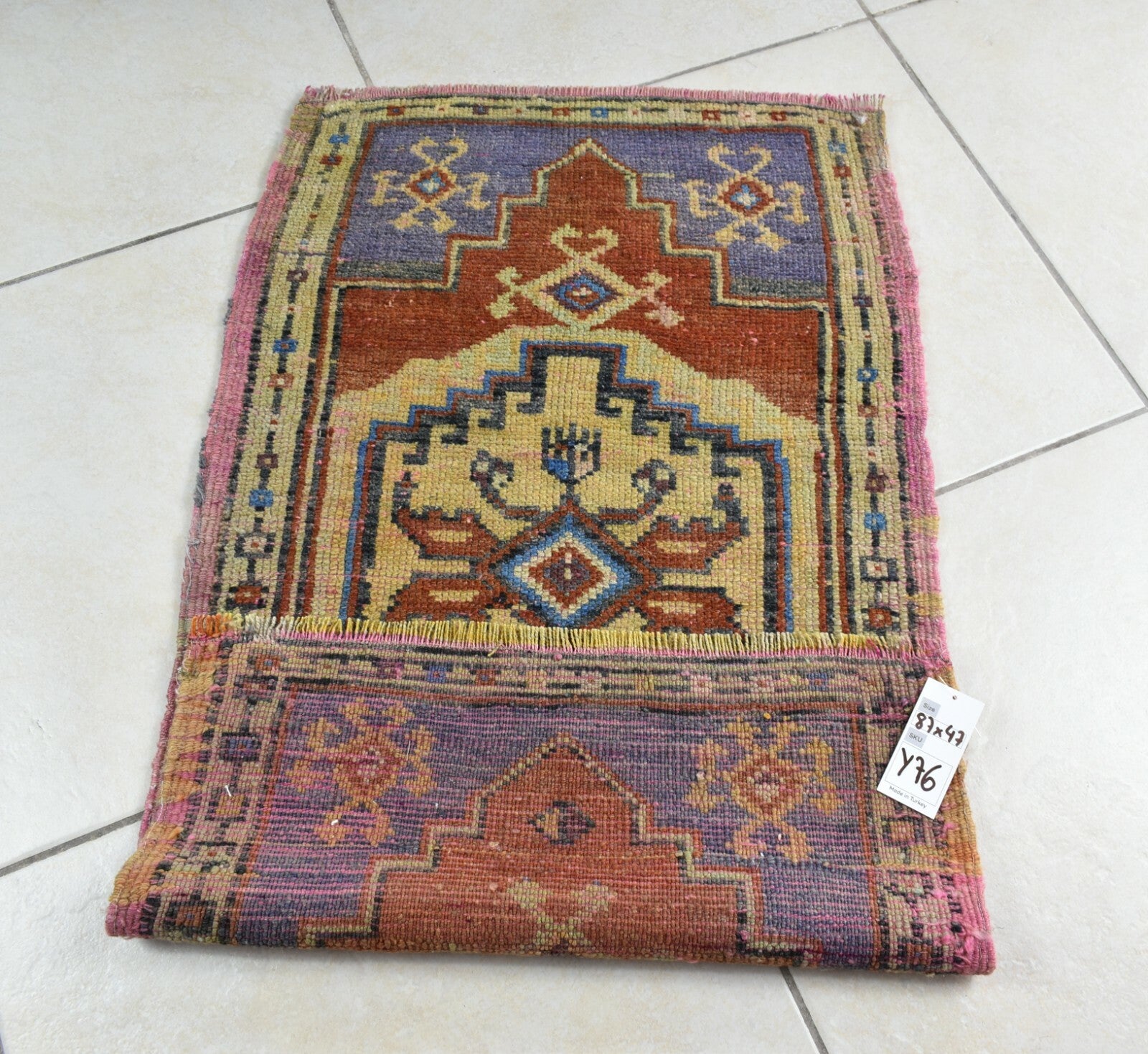 2.8x1.5 ft Anatolian Runner Small Vintage Rug Oushak Runner Mini Turkish Rug Y76