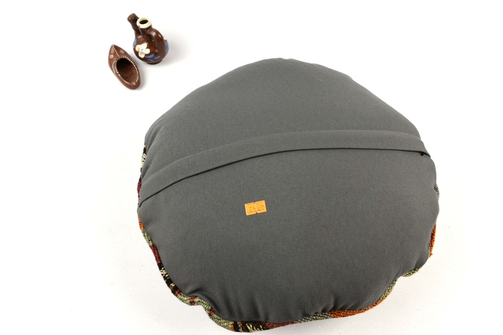 Kilim Round Pillow Cover 18" in Tribal Vintage Turkish Carpet Round Cushion 4942