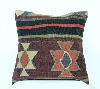Kilim Cushion Cover 16"x16"  Handmade Home Decorative Throw Pillow Cover A329