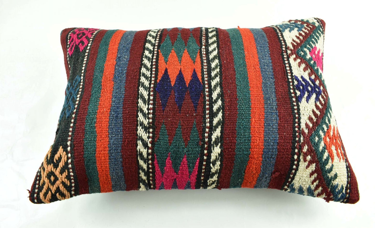 Kilim Pillow Cover 16x24 Tribal Vintage Turkish Carpet Lumbar Pillow Cover 3093