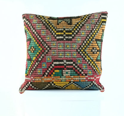 20x20 Kilim Pillow Cover Handmade Vintage Oushak Kilim Cushion Cover 2364