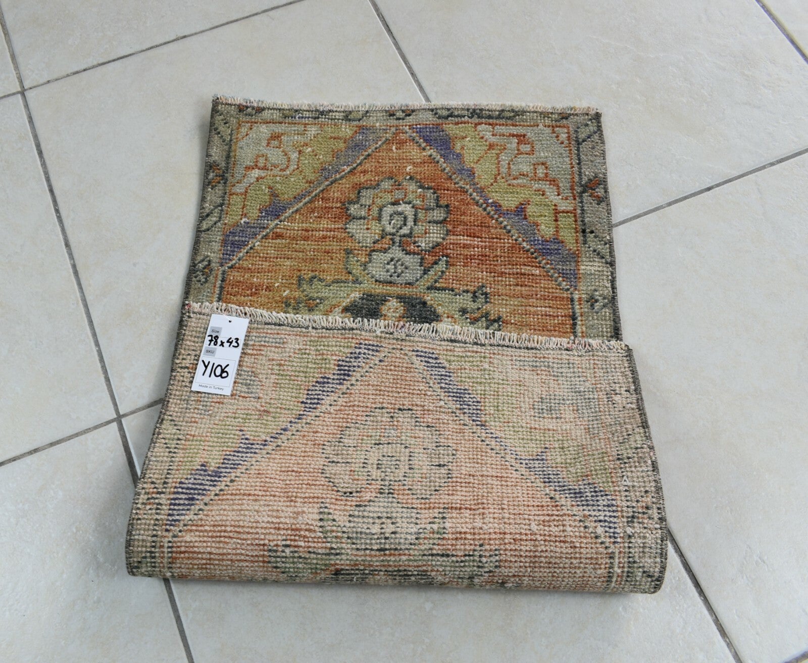 Turkish Runner 2.5x1.4 ft Mini Anatolian Rug Vintage Runner Turkish Runner Y106