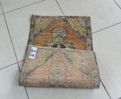 Turkish Runner 2.5x1.4 ft Mini Anatolian Rug Vintage Runner Turkish Runner Y106
