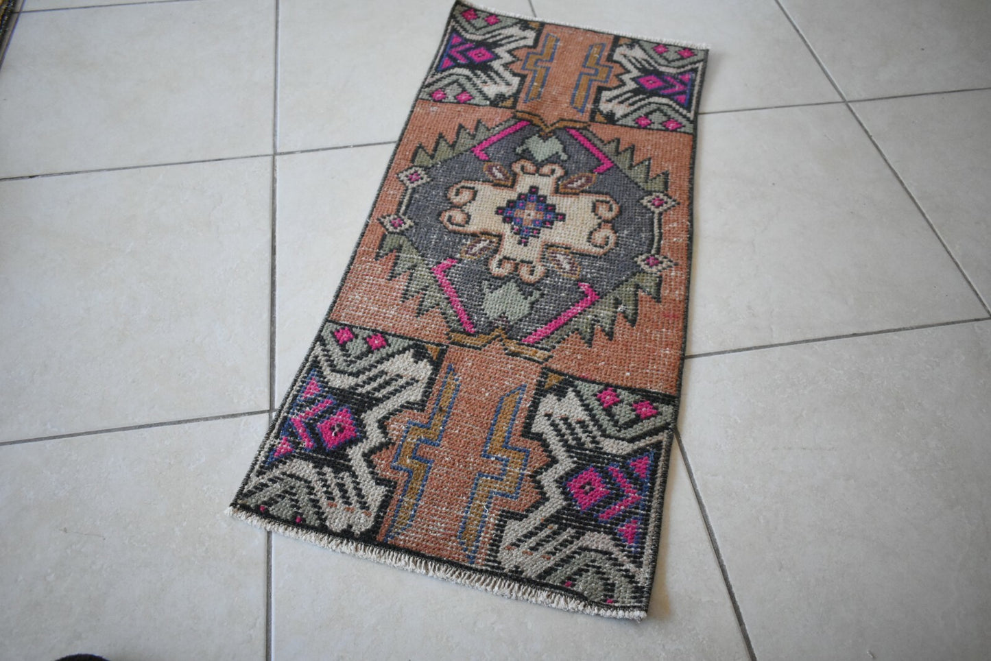  Oushak Runner 3x1.3 ft Vintage Turkish Runner Floor Runner Faded Runner Y21