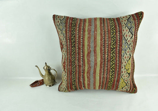 20x20 Kilim Pillow Cover Handmade Vintage Oushak Kilim Cushion Cover 2955