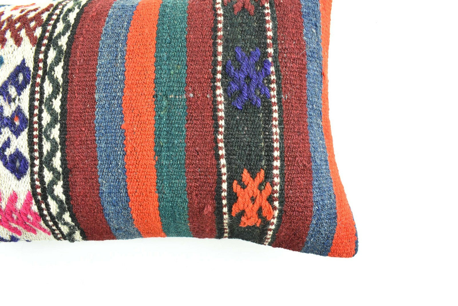 Kilim Pillow Cover 12x20 Turkish Handmade Vintage Couch Lumbar Cushion  A1831