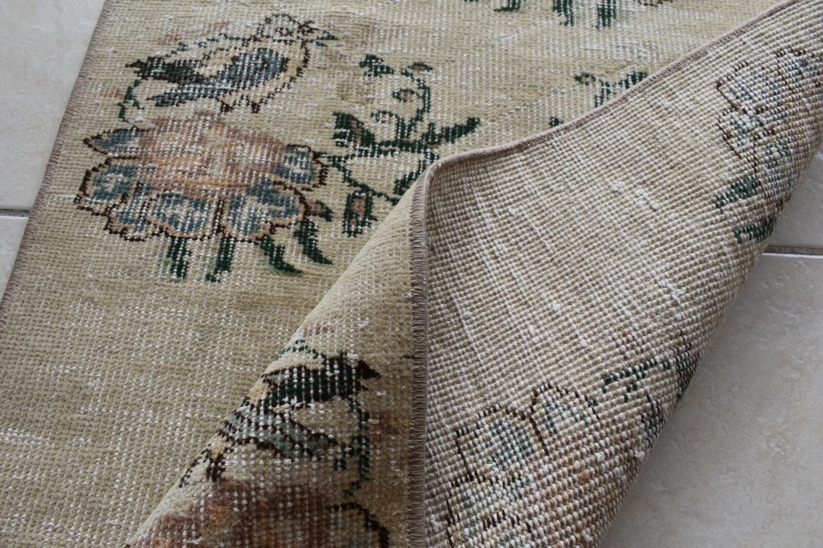 Vintage Oushak Rug 5.4x2.1   ft Turkish Floor Rug Faded Area Rug Oriental Rug