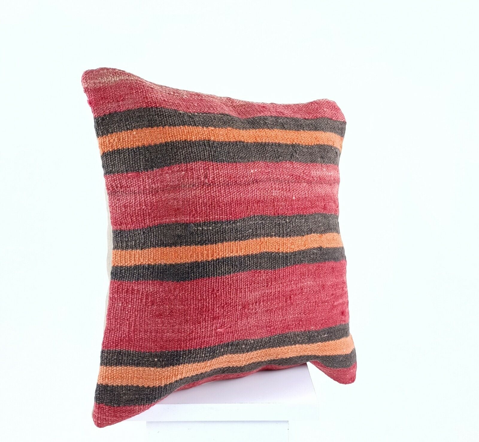 Kilim Pillow Cover 16x16 Anatolian Traditonal Wool Boho Sofa Lumbar Cushion A604