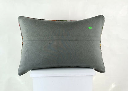 Kilim Pillow Cover 16x24 in Traditional Handmade Anatolian Lumbar Cushion  E1279