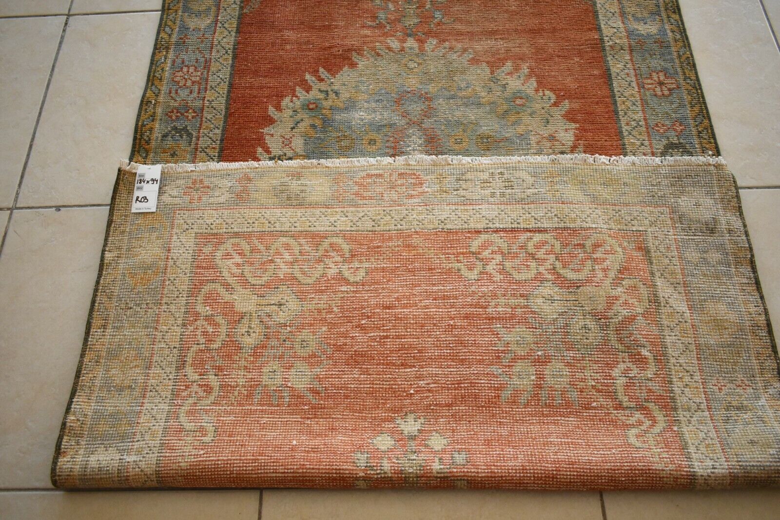 Oushak Runner 6x3 ft Handwoven Turkish Runner Vintage Runner Floor Rug R03