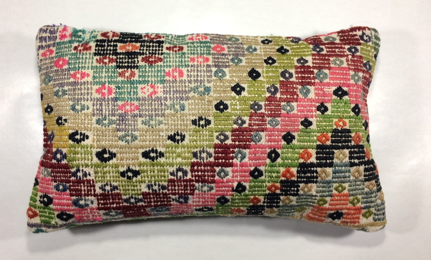 Kilim Pillow Cover 12x20 Handmade Turkish Rug Boho Ethnic Lumbar Cushion 854