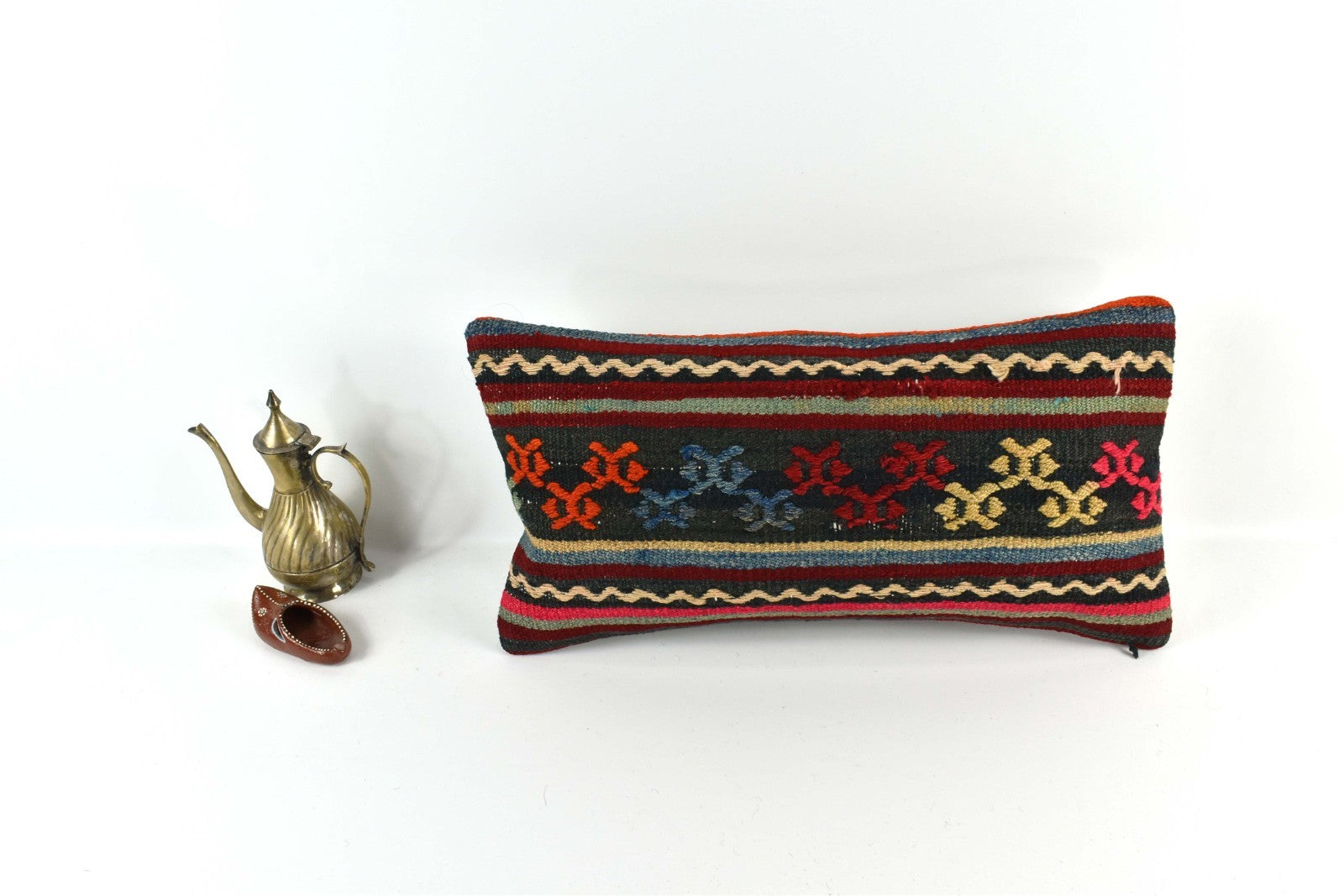 10x20 Kilim Lumbar Pillow Cover Vintage Ethnic Oushak Kilim Pillow Cover 3347