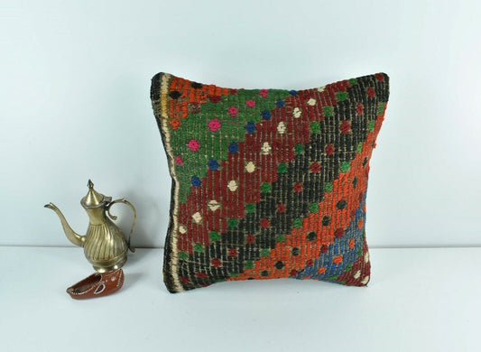 Kilim Pillow Cover 14x14 Vintage Home Decorative Sofa Couch Cushion A1705