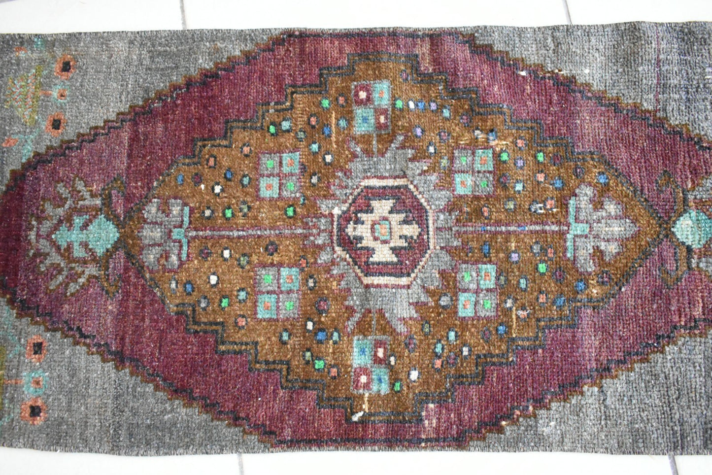 Anatolian Runner 3.7x1.4 ft Vintage Turkish Runner Oushak Runner Rug Y17