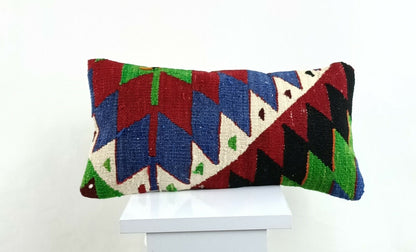 Kilim Pillow Cover 8x16 in Handmade Oriental Rug Tribal Ethnic Lumbar Case A1375