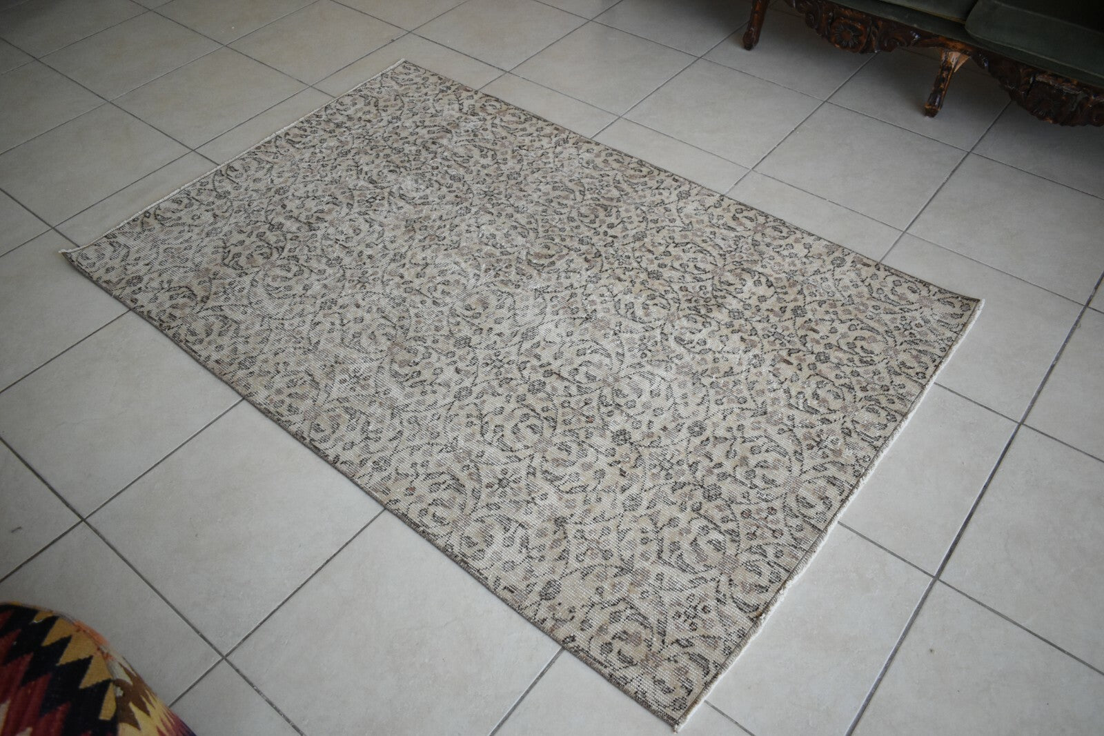 Faded Oushak Rug 5.8x3.8 ft Anatolian Rug Turkish Carpet Boho Floor Rug U06