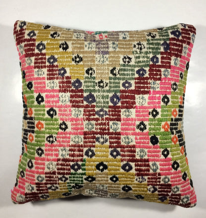 18"x18" Kilim Pillow Cover  Handmade Turkish Vintage Cushion Tribal Lumbar 681