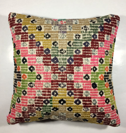 18"x18" Kilim Pillow Cover  Handmade Turkish Vintage Cushion Tribal Lumbar 681