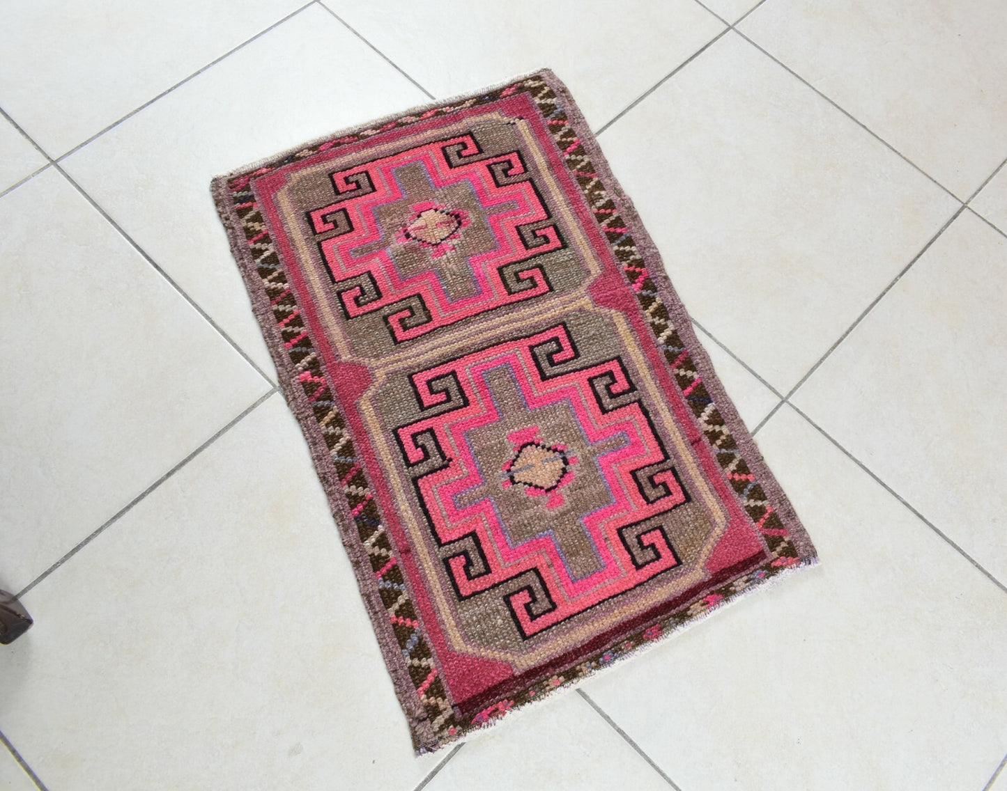 Oushak Runner 2.4x1.5 ft Vintage Turkish Rug Small Runner Anatolian Rug Y52