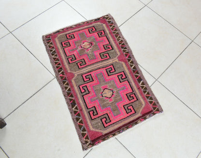 Oushak Runner 2.4x1.5 ft Vintage Turkish Rug Small Runner Anatolian Rug Y52