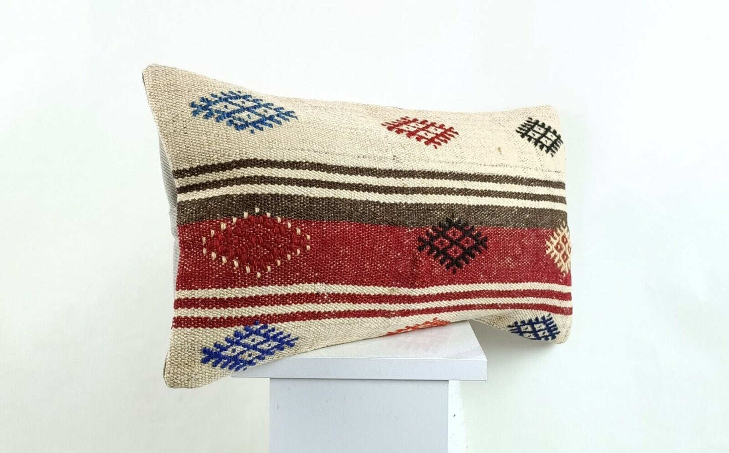 Kilim Lumbar Pillow Cover 10x20 Decorative Sofa Couch Handmade Cushion A1329