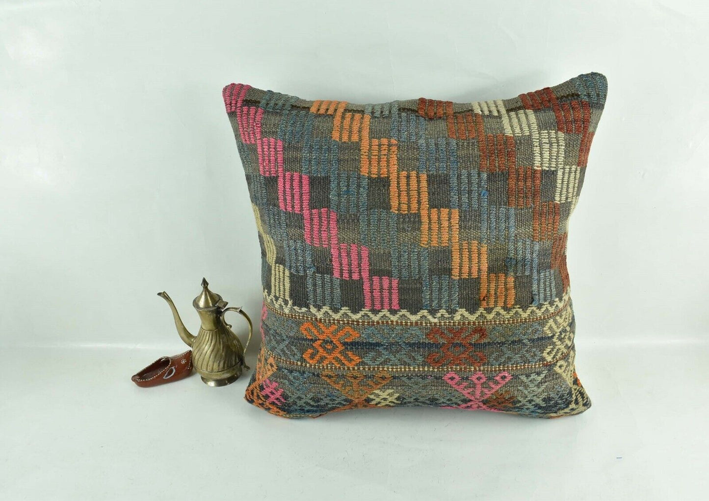 20x20 Kilim Pillow Cover Handmade Vintage Oushak Kilim Cushion Cover 2979