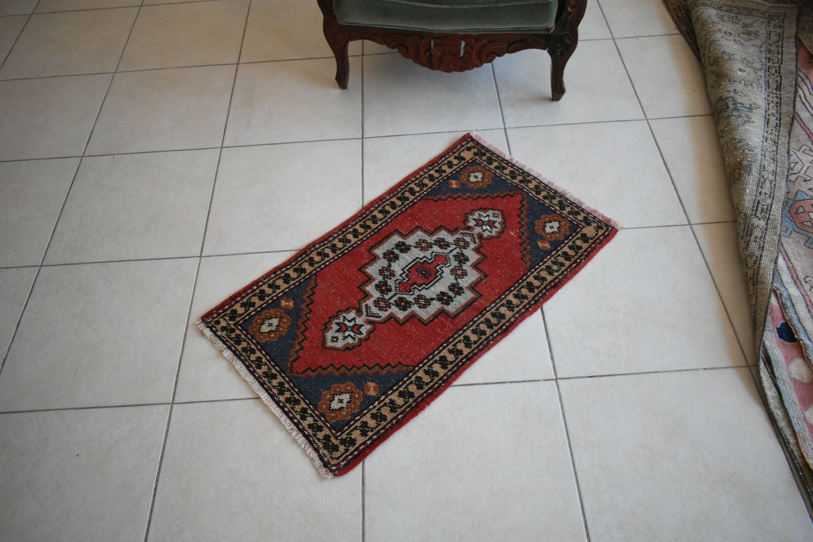  Oushak Runner 3.1x1.7 ft Vintage Turkish Runner Floor Runner Faded Runner Y23
